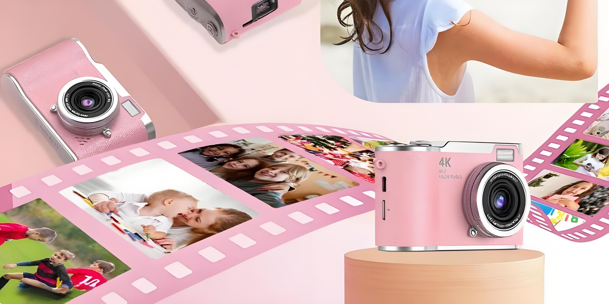 4k CCD Digital Zoom Student Digital Camera 48MP Portable Digital Photography Camera 180° Flip Screen Selfie Camera,free 64GB SD card