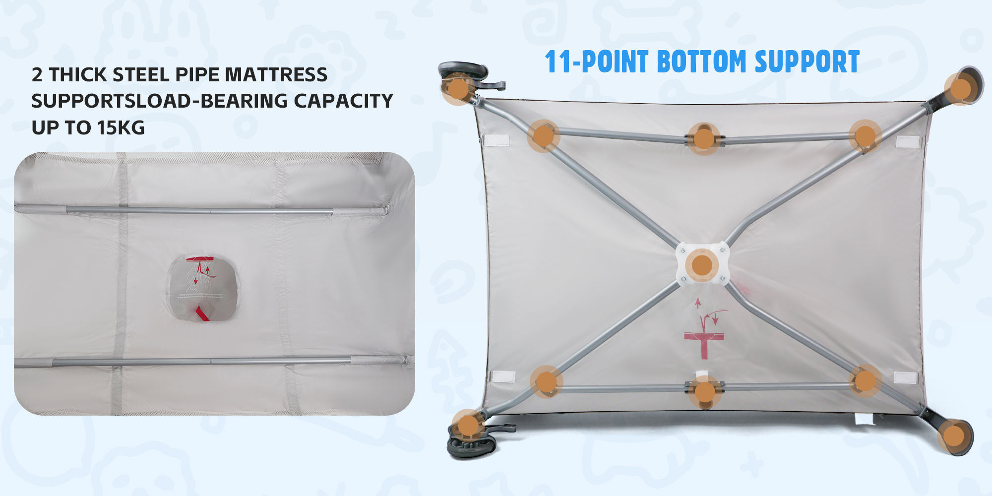 2 In 1 Baby Crib, Portable Toddler Playard, Foldable Baby Cot Travel Crib, Featuring Breathable Mesh Sides, Nursery Center for Infant with Carry Bag (Grey)