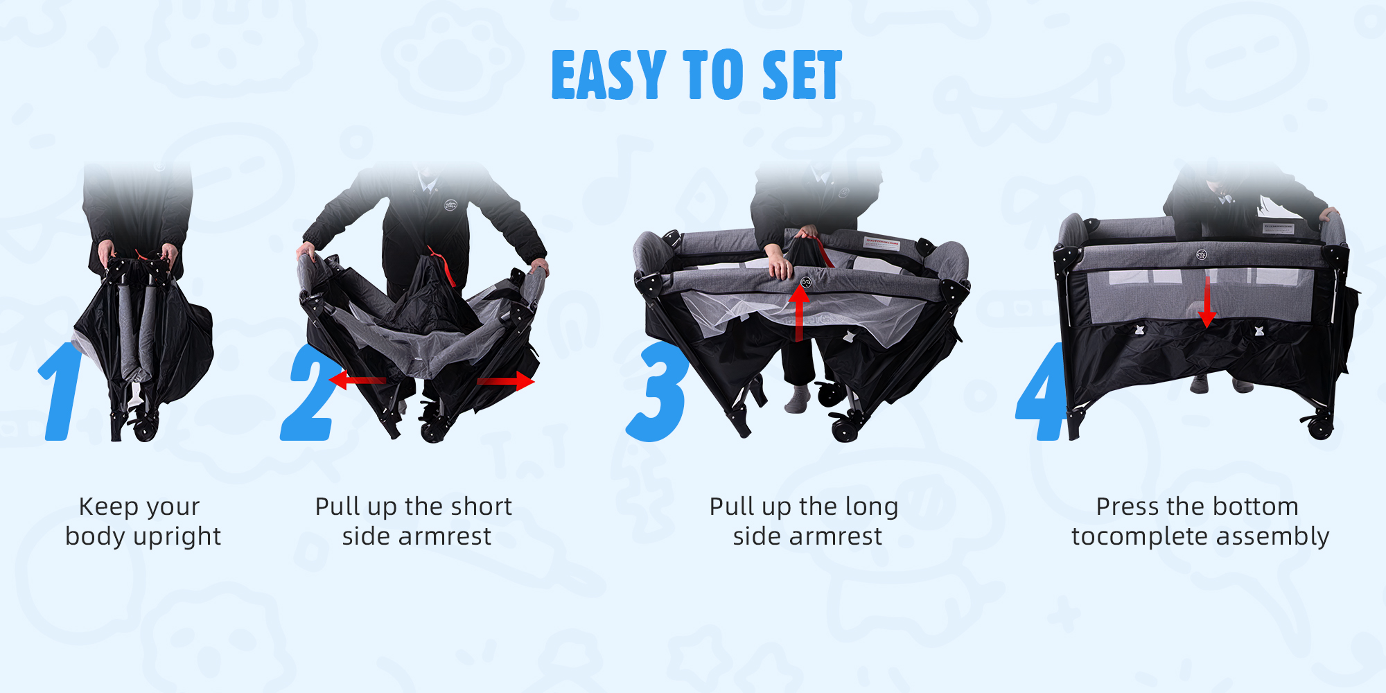 2 In 1 Baby Crib, Portable Toddler Playard, Foldable Baby Cot Travel Crib, Featuring Breathable Mesh Sides, Nursery Center for Infant with Carry Bag (Grey)