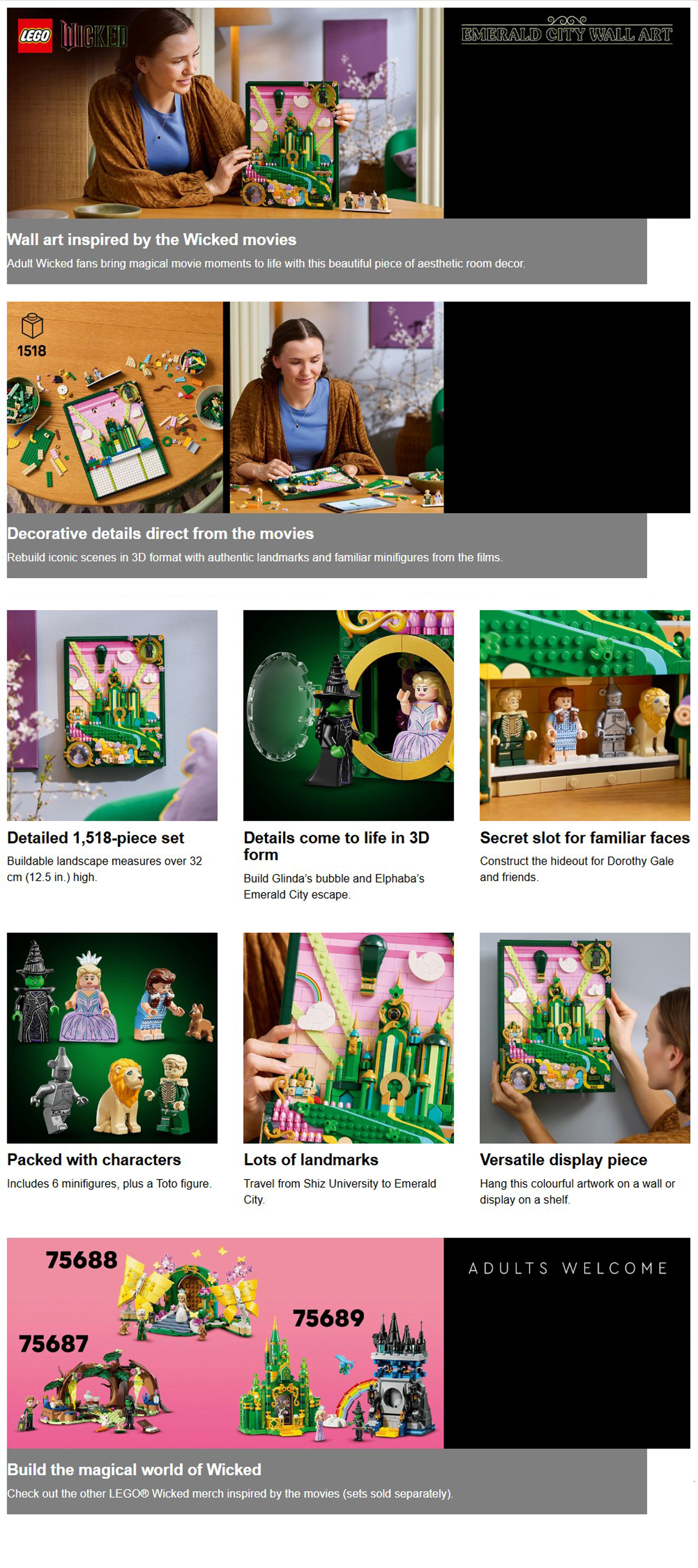 Wicked Emerald City Wall Art, Diy Set For Adults 75685 (Age 18+, 1518 Pieces)