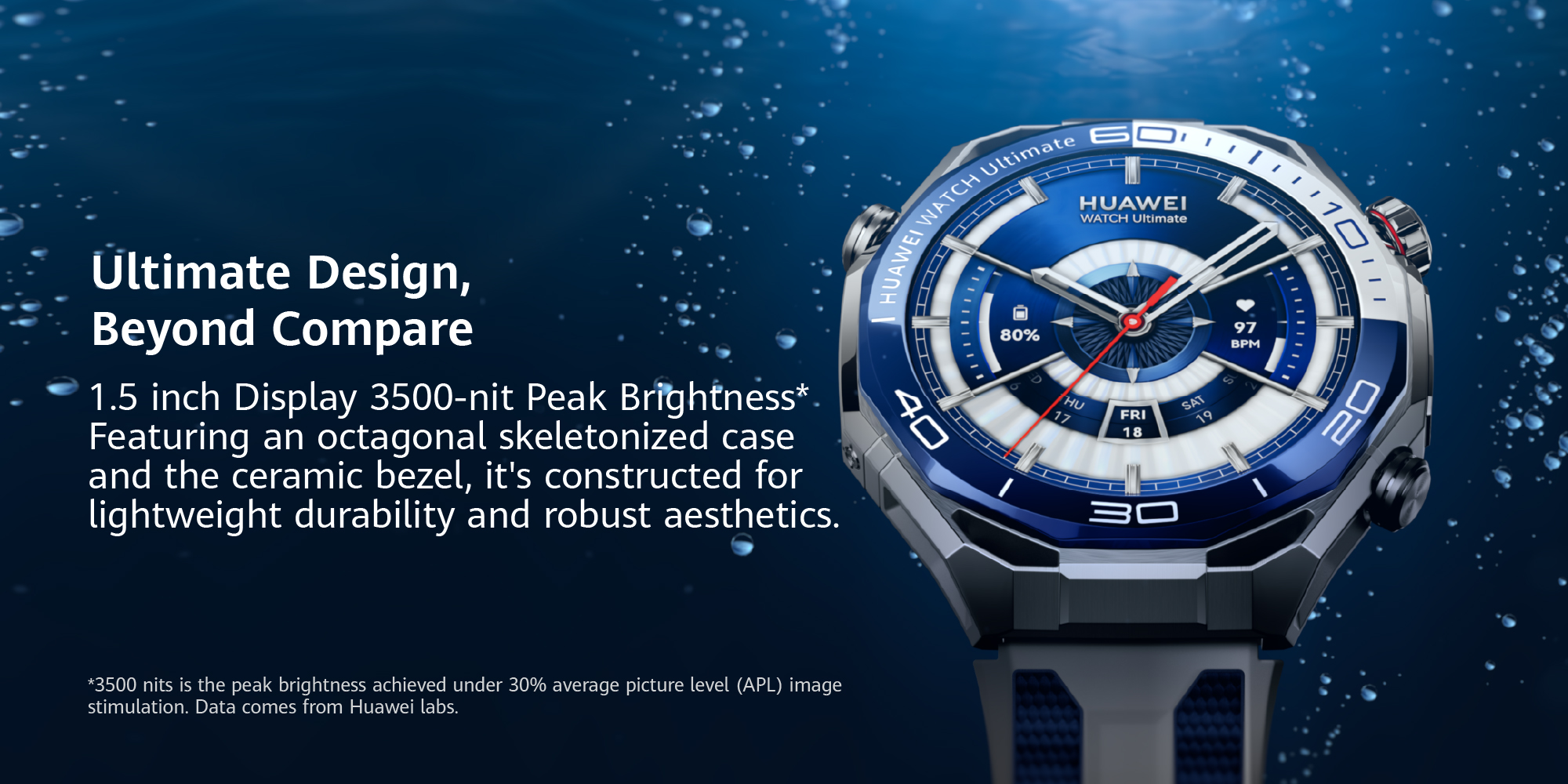 Watch Ultimate 2 Smart Watch with Extra Titanium Strap, Zirconium-based Liquid Metal case, 150-Meter Diving Watch, Sonar-based Underwater Communication, Accurate Health Monitor,  eSIM cellular calling, Blue