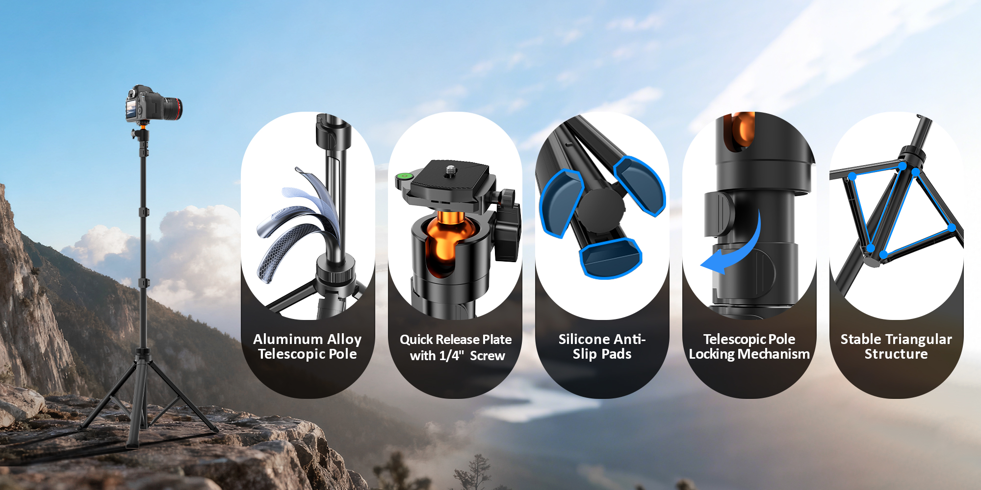 173cm Upgraded Magnetic Phone Camera Tripod Stand with Remote & Phone Holder, Tripod for Travel/Video Recording,Tall Smartphone Tripod Compatible with iPhone/Android/Projector/Photography Light/Camera