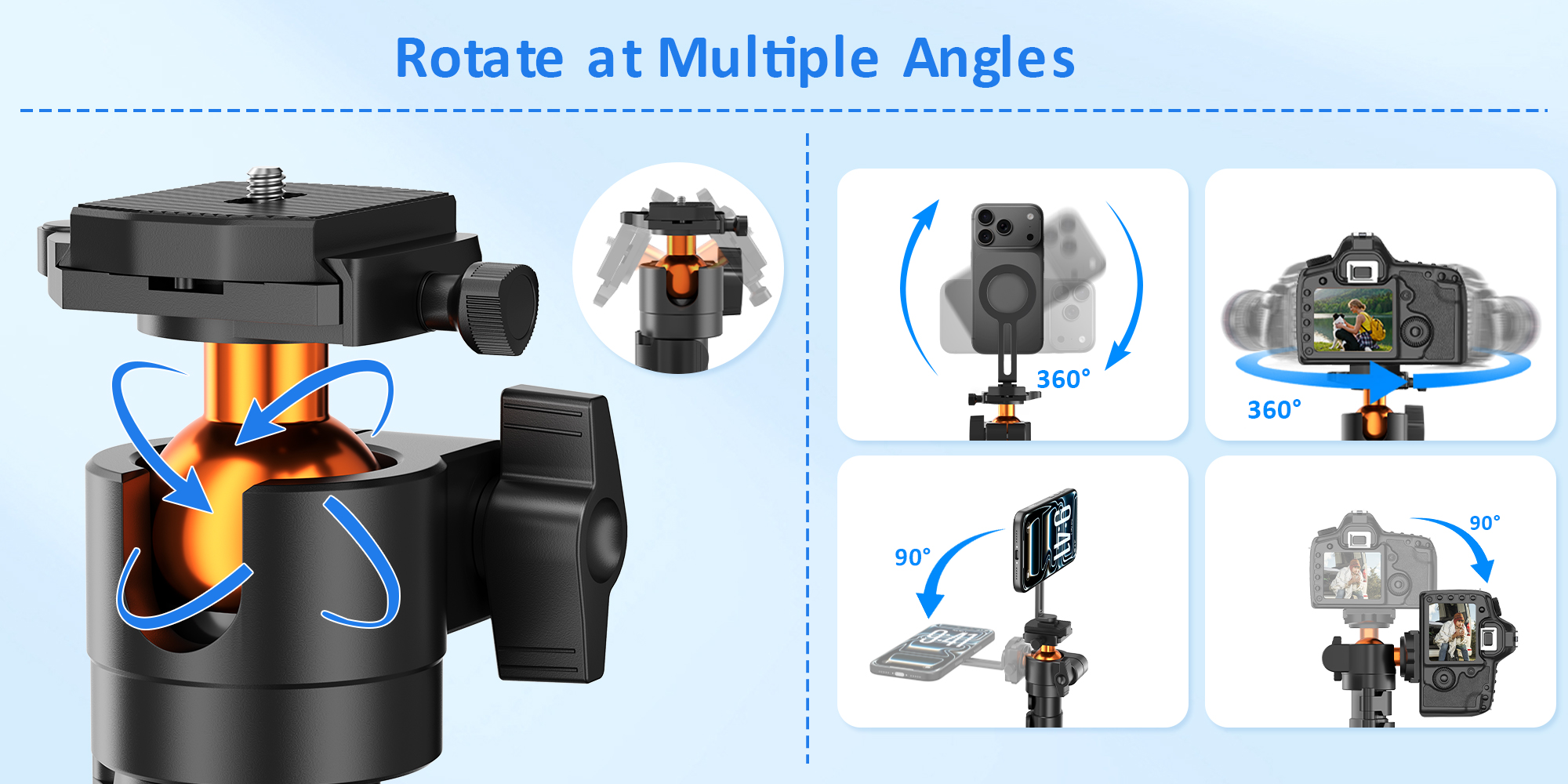 173cm Upgraded Magnetic Phone Camera Tripod Stand with Remote & Phone Holder, Tripod for Travel/Video Recording,Tall Smartphone Tripod Compatible with iPhone/Android/Projector/Photography Light/Camera