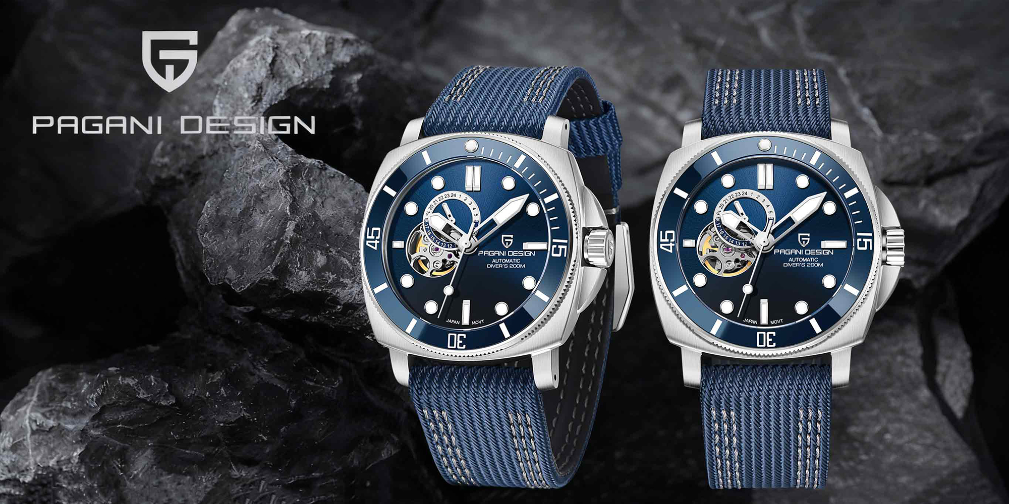 Men's Mechanical Skeleton Watch, Casual Men's Wristwatch, 43mm Stainless Steel Mechanical Skeleton, Skeleton Case Back, Luminous Hands PD1736