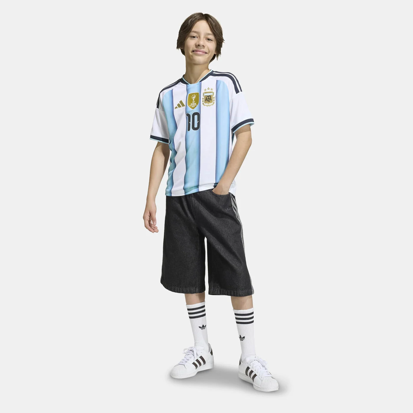 Kids' Argentina 26 Home Messi Football Jersey