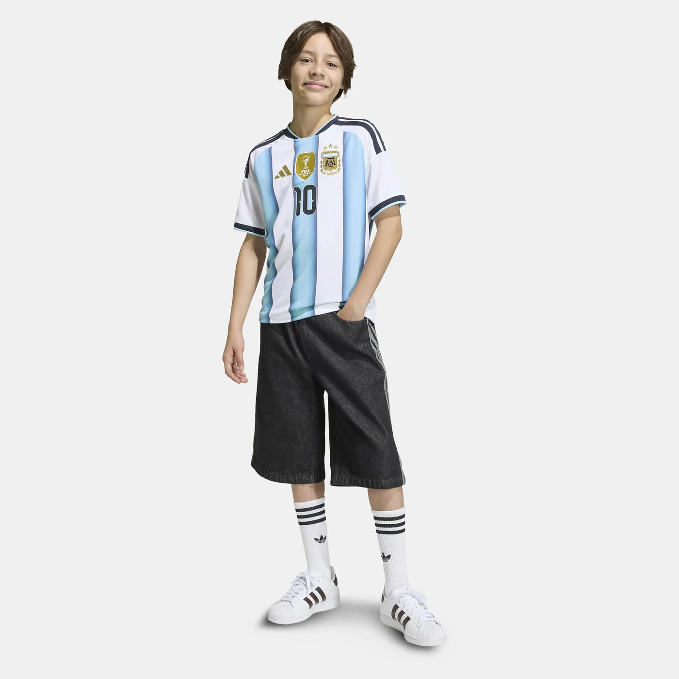 Kids' Argentina 26 Home Messi Football Jersey