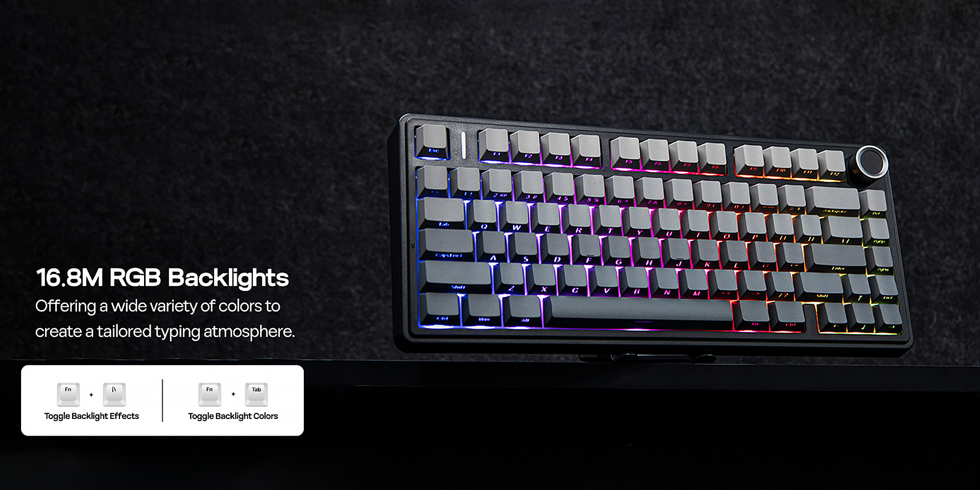 【Brand Store】F75 PRO Gaming Keyboard 75% Mechanical Keyboard Gasket Hot Swappable Custom Keyboard RGB Backlit with Five-Layer Padding, ide Printed PBT Keycaps Bluetooth/2.4GHz/USB-C, Mechanical Gaming Keyboard Hot Swappable, Knob, RGB, Reaper Switches Keyboard for Gamers(Gradient Black)