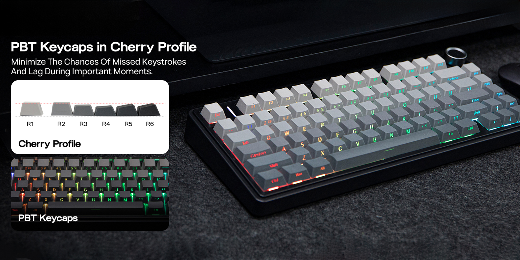 【Brand Store】F75 PRO Gaming Keyboard 75% Mechanical Keyboard Gasket Hot Swappable Custom Keyboard RGB Backlit with Five-Layer Padding, ide Printed PBT Keycaps Bluetooth/2.4GHz/USB-C, Mechanical Gaming Keyboard Hot Swappable, Knob, RGB, Reaper Switches Keyboard for Gamers(Gradient Black)