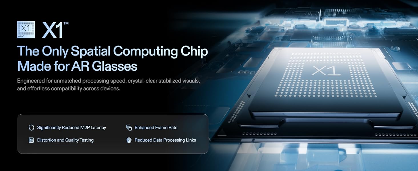 XREAL One Pro AR Glasses with X1 Chip, 3 Degrees of Freedom, 171°, 57° Viewing Angle, 120Hz, BOSE Sound, Sony OLED Display, 3 Modes Adjustment, Compatible with PS5, Nintendo Switch 2, iPhone 16/15, Steam Deck, PC, Android and iOS - Size M