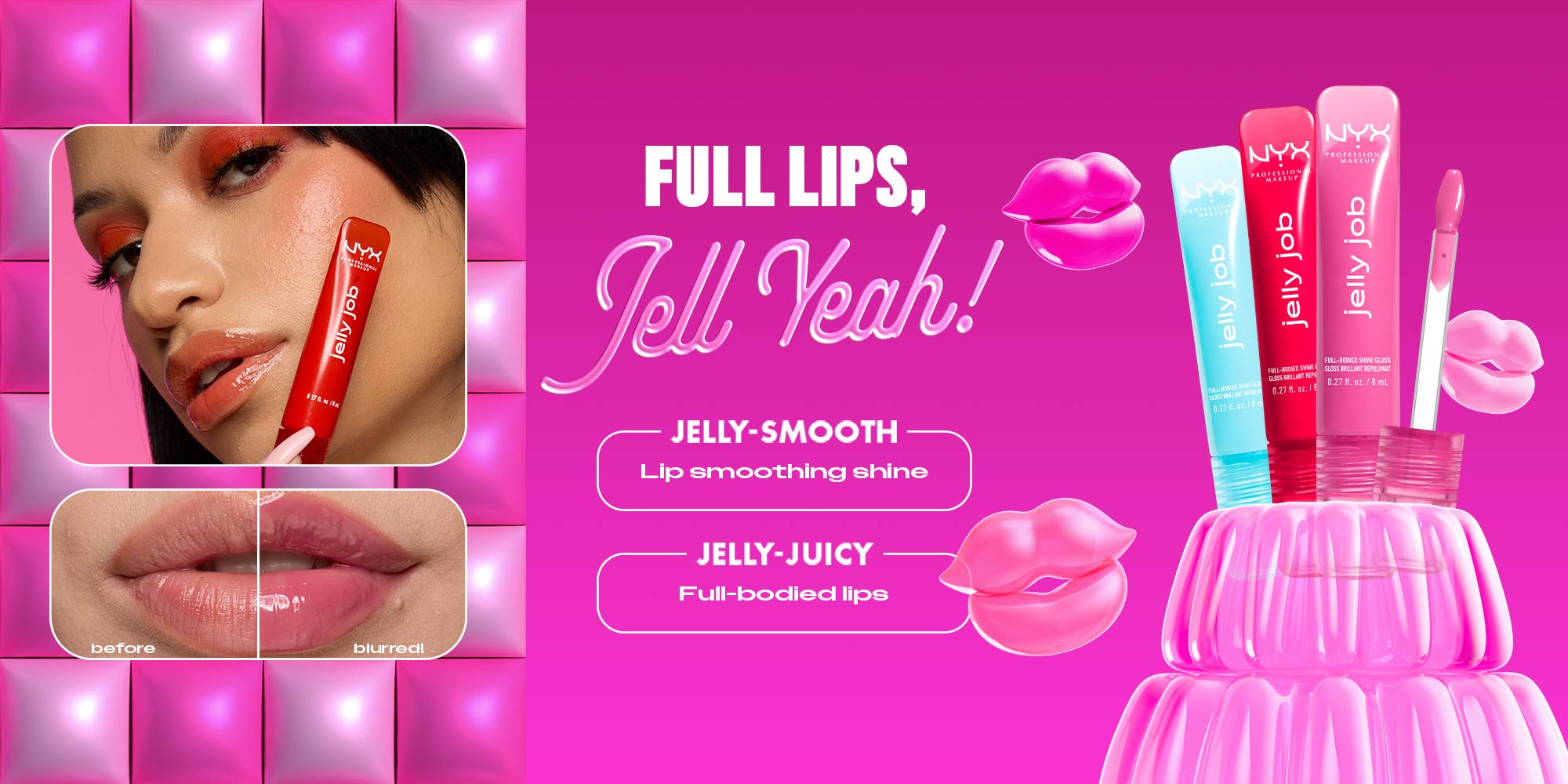 Jelly Job, Full-Bodied Shine Gloss, Lip-Smoothing Shine, Hyper-Glossy Finish, Glow Job