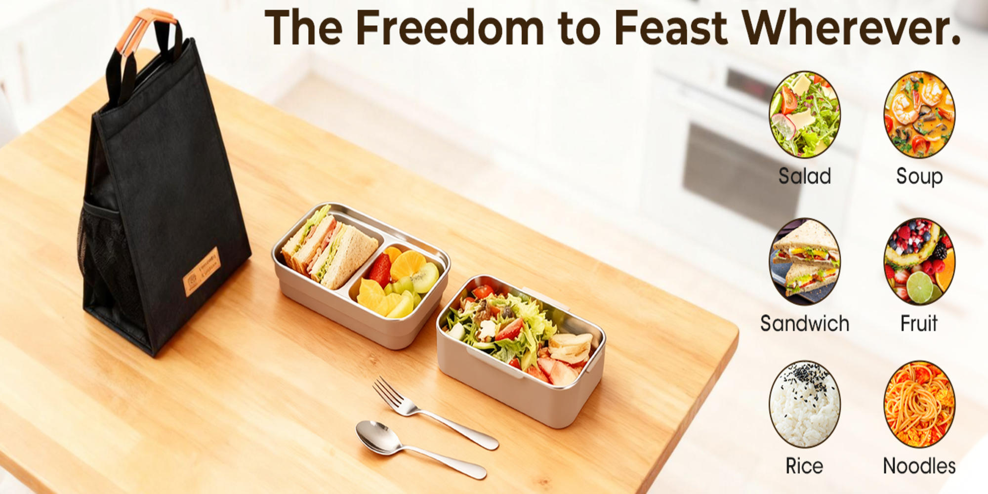 Stainless Steel Lunch Box: 1100ml 2-Layer Insulated Bento Lunch Box for Adults and kids - 304 Lunch Containers Insulated Leakproof with Tableware & Bag - Microwave & Dishwasher Safe (Khaki)