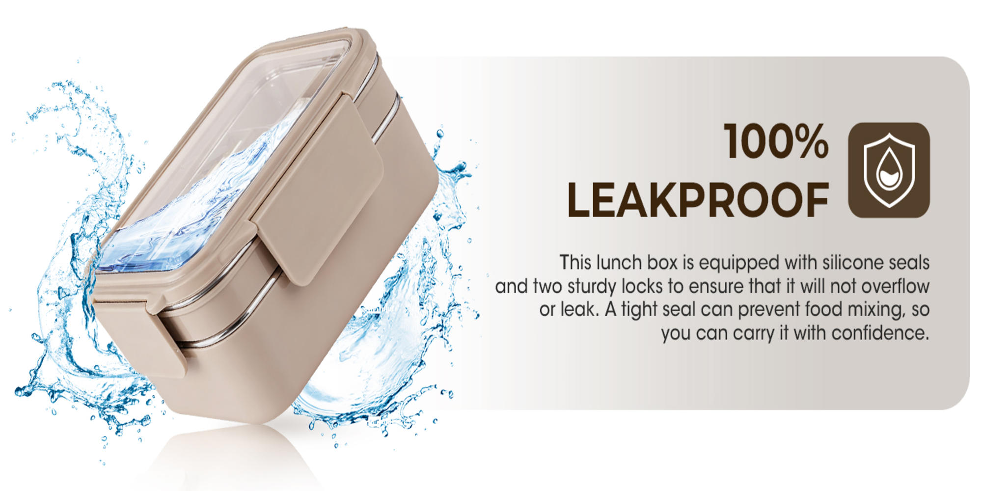 Stainless Steel Lunch Box: 1100ml 2-Layer Insulated Bento Lunch Box for Adults and kids - 304 Lunch Containers Insulated Leakproof with Tableware & Bag - Microwave & Dishwasher Safe (Khaki)