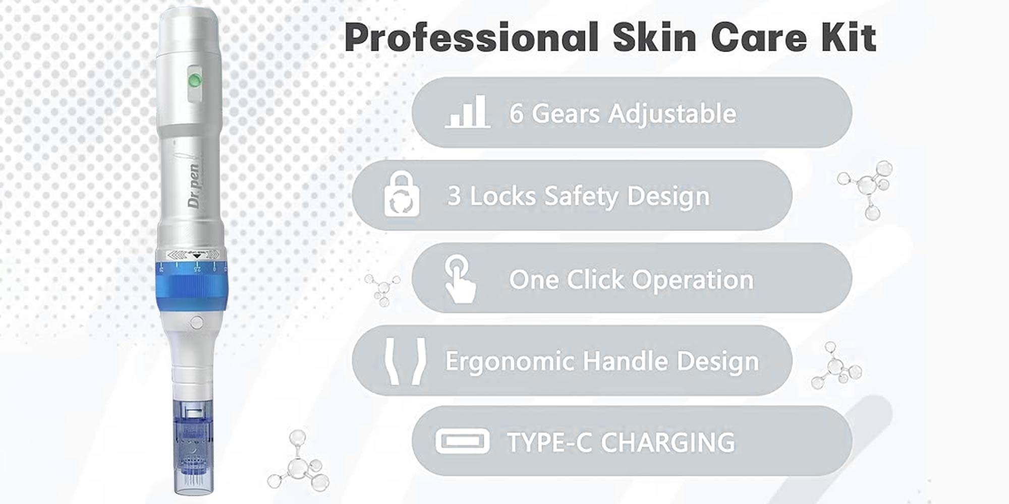 A6 Original Micro-needle Pen Electric Cordless Professional Skin Care Set, Contains 10 pcs 36 needles, 2 pcs 12 needles