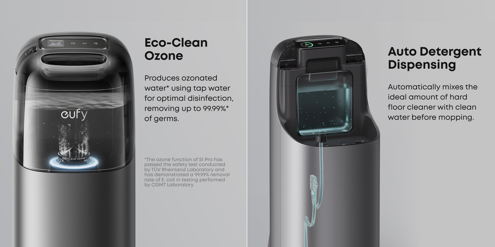 Omni S1 Pro, Robot Vacuum Cleaner with Mop, Always Clean Mop, 8000 Pa, Obstacle Avoidance, Corner-to-Edge Deep Cleaning and Lift Mop, Auto Mop Washing & Drying, Detergent Dispenser 220 W T2080 Black