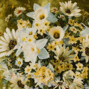 تابلو فرش طرح گل های مارگیت در گلدان کد 901275