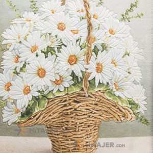 تابلو فرش دستباف گل با گلدان مارگریت کد 901405