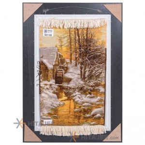 تابلو فرش دستباف طرح منظره زمستان آسیاب کد 901160