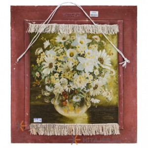 تابلو فرش طرح گل های مارگیت در گلدان کد 901275