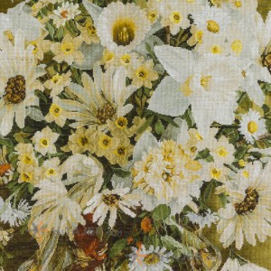 تابلو فرش طرح گل های مارگیت در گلدان کد 901275