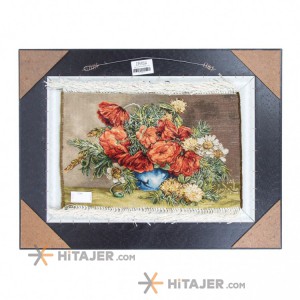 تابلو فرش دستباف طرح گل با گلدان آبی 901246