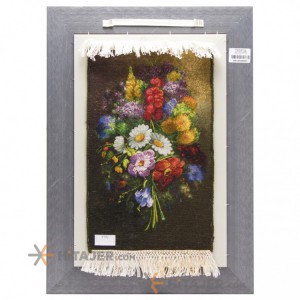 تابلو فرش دستباف دسته گل میخک و بابونه برجسته کد 901416