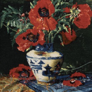 تابلو فرش دستباف دسته گل شقایق کد 901450