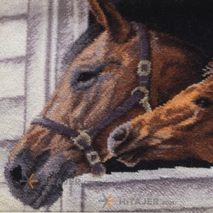 تابلو فرش دستباف دو کله اسب کد 901423