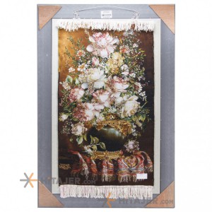 تابلو فرش دستباف گل با گلدان کد 901403