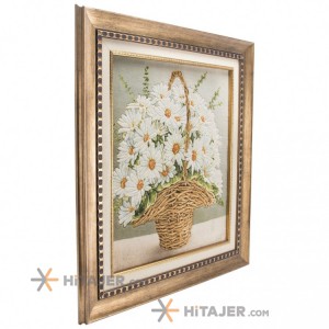 تابلو فرش دستباف گل با گلدان مارگریت کد 901405