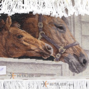 تابلو فرش دستباف دو کله اسب کد 901423