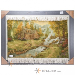 تابلو فرش دستباف منظره کلبه در جنگل کد 901438