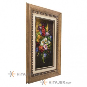 تابلو فرش دستباف دسته گل میخک و بابونه برجسته کد 901416