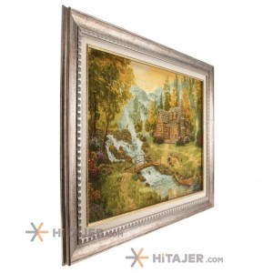 تابلو فرش دستباف منظره کلبه در جنگل کد 901438