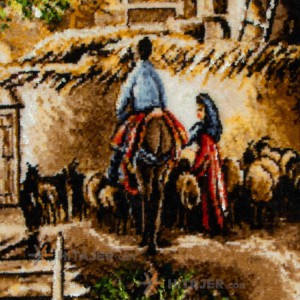 تابلو فرش دستباف طرح خانه روستایی  کد 792062