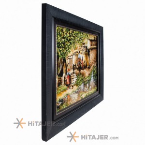 تابلو فرش دستباف طرح خانه روستایی  کد 792062