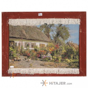 تابلو فرش دستباف منظره کلبه روستایی کد 901744