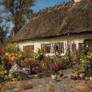 تابلو فرش دستباف منظره کلبه روستایی کد 901744