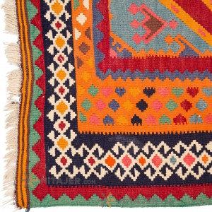 گلیم دستباف قدیمی چهار متری قشقایی کد 102247