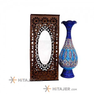Hejazi enameling 25 cm reticulated box vase