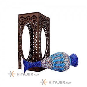 Hejazi enameling 25 cm reticulated box vase