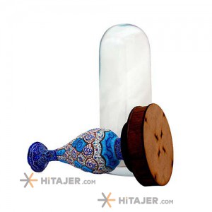 Hejazi inlaid 20 cm vase with glassy bubble box