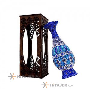 Hejazi inlaid 20 cm vase with latticed box
