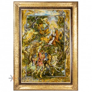 تابلو فرش دستباف تبریز طرح ضامن آهو کد 901838