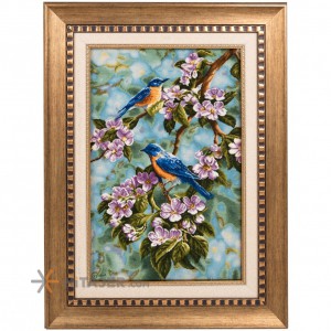 تابلو فرش دستباف طرح دو قناری و شکوفه کد