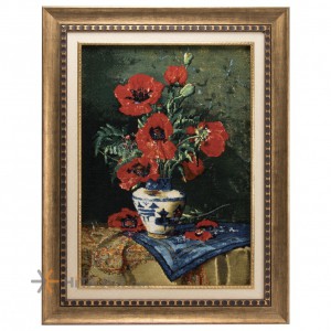 تابلو فرش دستباف دسته گل شقایق کد 901450