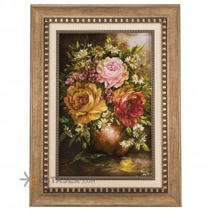 تابلو فرش دستباف گل با گلدان کد 901653