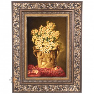 تابلو فرش دستباف تبریز دسته گل نرگس کد 901609