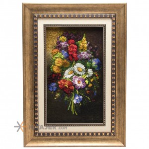 تابلو فرش دستباف دسته گل میخک و بابونه برجسته کد 901416