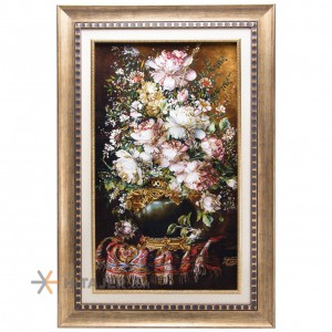 تابلو فرش دستباف گل با گلدان کد 901403