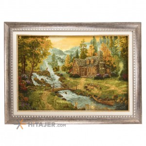 تابلو فرش دستباف منظره کلبه در جنگل کد 901438